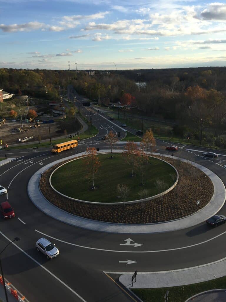 Dublin, Ohio three-lane roundabout at Riverside drive and rt 161